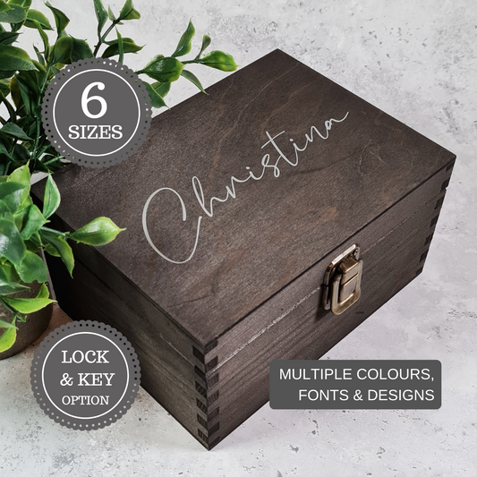 Personalised Wooden Keepsake Box With Lock I Birthday Wedding Anniversary Luxury Gift Box I Gift for Him Her