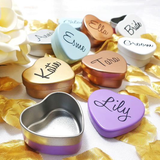 Personalised heart tin box I Bridesmaid Gift Box I Custom Wedding Favours I Bridal Shower Gifts