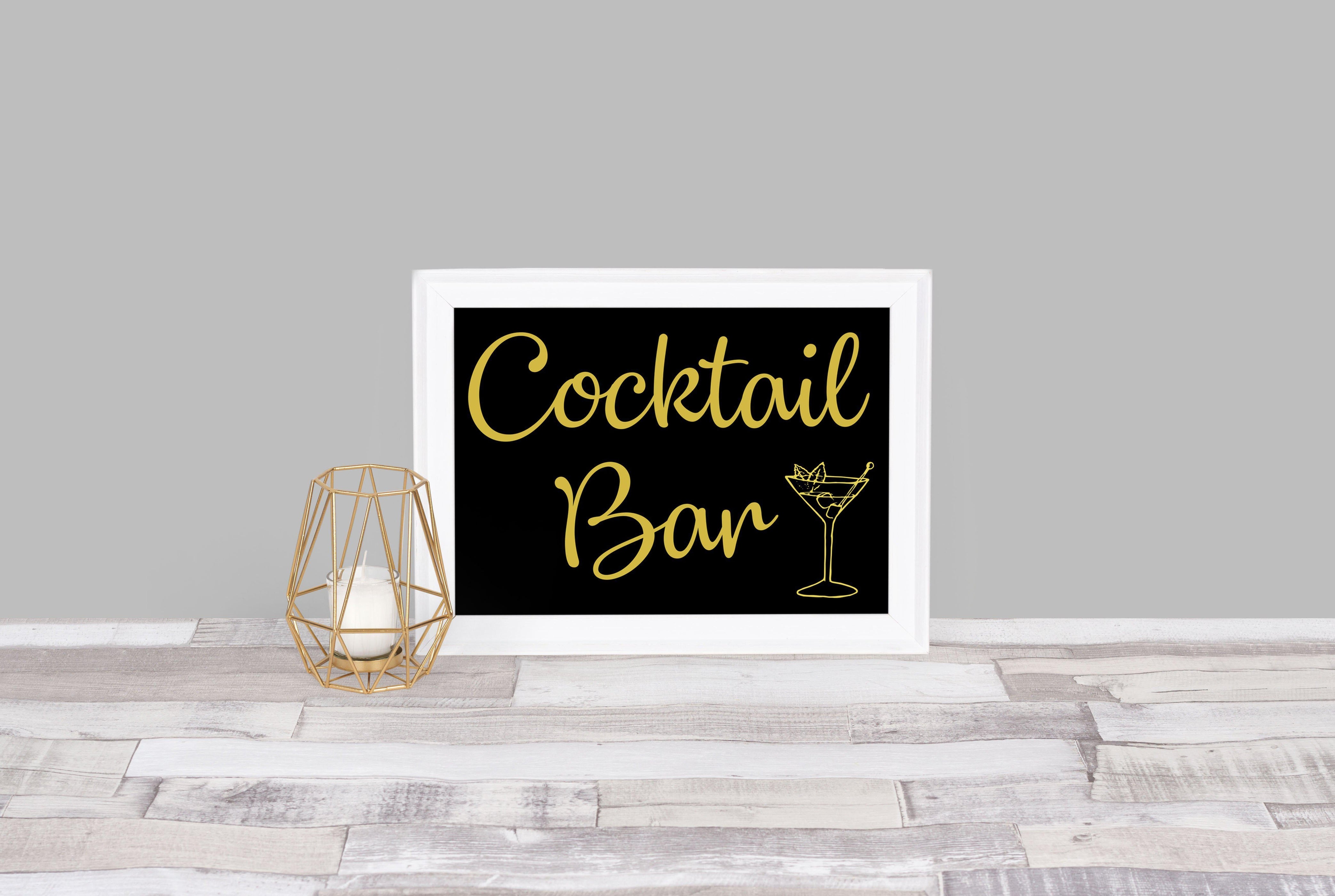 Printable Cocktail Bar Sign Black & Gold I Make Memento