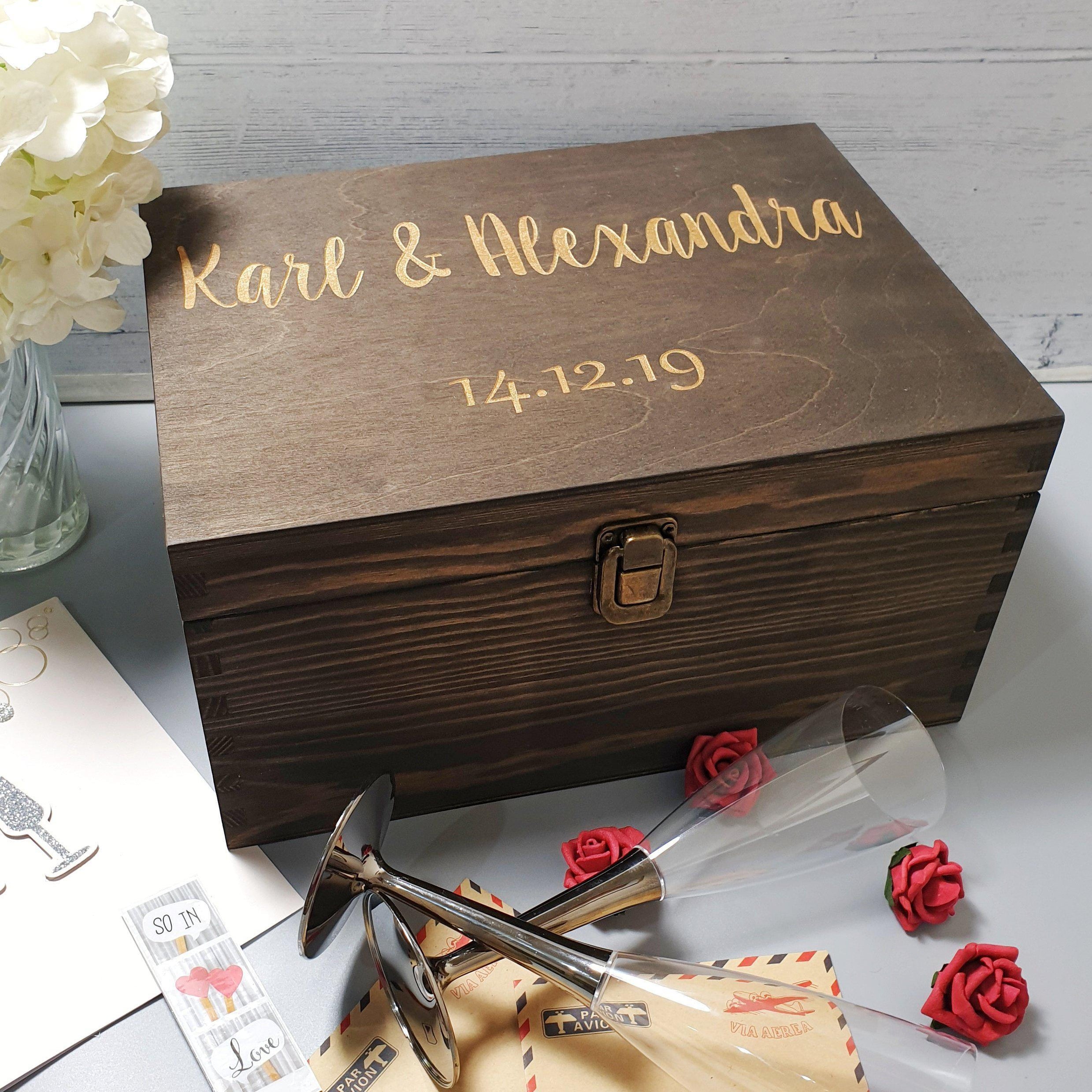 Wooden 5th Anniversary Personalised Memory Box I Wedding Gift Box ...