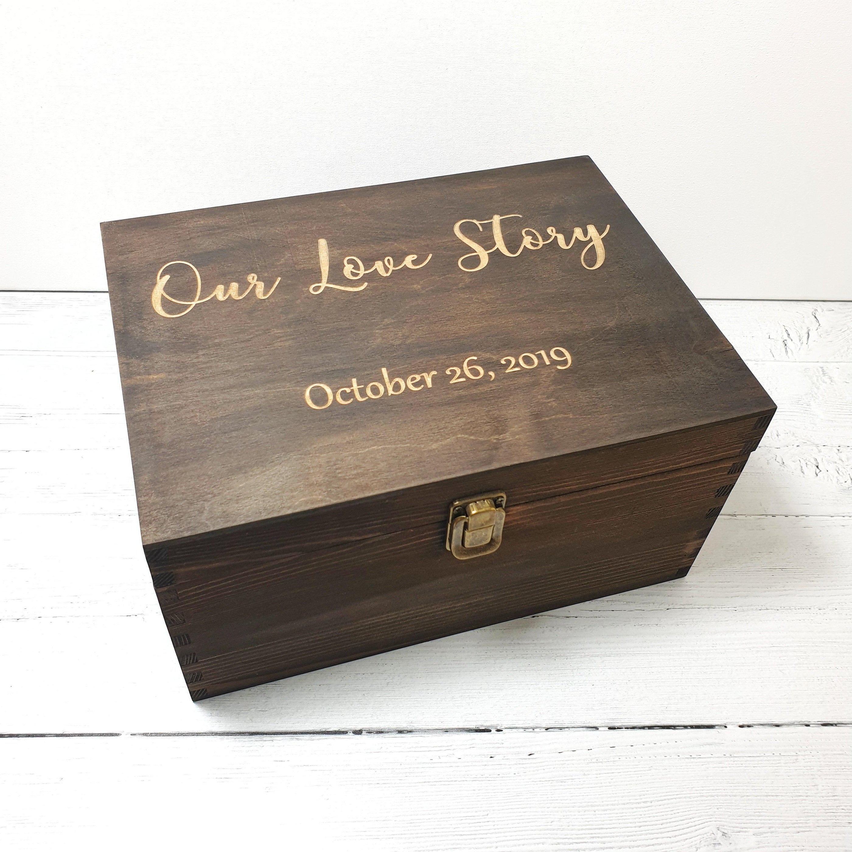 Wooden Anniversary Keepsake Box I Personalised Wedding Love Story Box ...